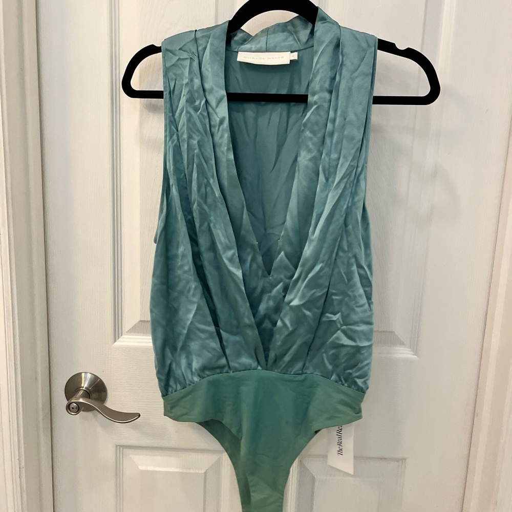 Green Sleeveless Wrap Bodysuit